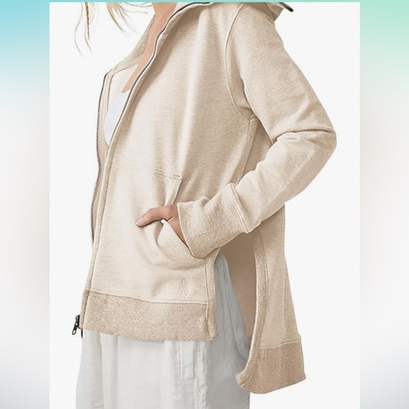 New Zip Up Oversized Long Sleeve Casual Side Split Jacket w/Pockets medium - Picture 3 of 5